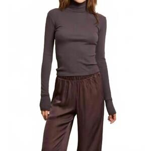 NEW PERFECTWHITETEE hayden luxe rib turtlneck tee in cocoa